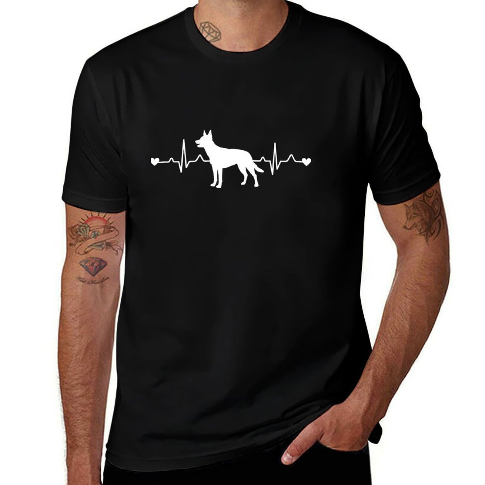 Tee Graphic Print - 호주산 켈피 하트비트 펄스 ECG 티셔츠