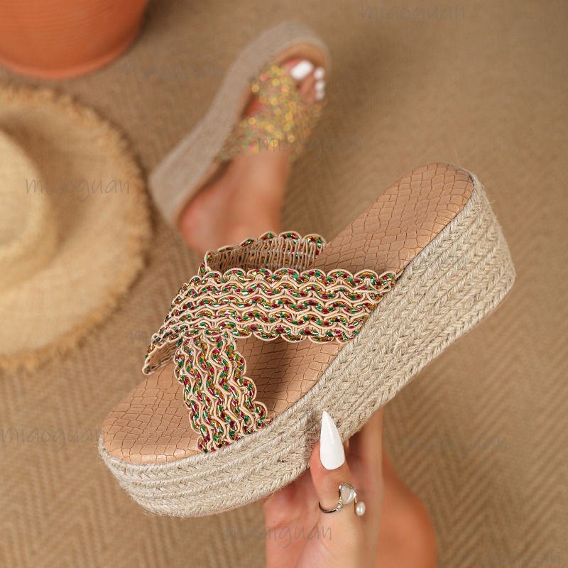 화려한 컬러의 직조 스트랩 에스파드리유 웨지 슬라이드  - Espadrille Slip On 리뷰 및 가격
